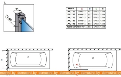 Душевая стенка Radaway Nes PNJ 80 фотография