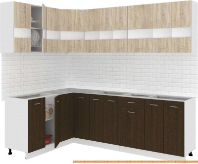 Кухня Кортекс-мебель Корнелия Экстра 1.5x2.4 без столешницы (дуб сонома/венге) фотография