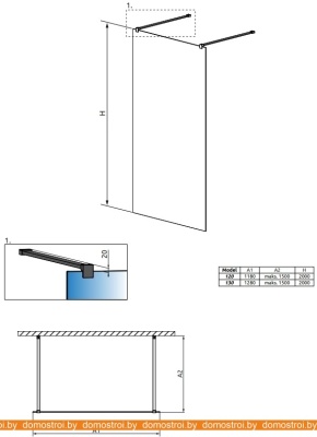 Душевая стенка Radaway Modo X Black I Frame 120 фотография