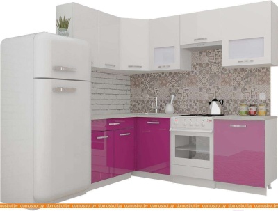 Кухня ВерсоМебель ЭкоЛайт-5 1.4x2.2 левая (белый/лиловый) фотография