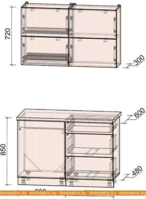 Кухня Интерлиния Мила Матте 1.2 А (слоновая кость/океан/опал светлый) фотография