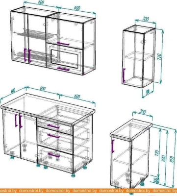 Кухня ВерсоМебель ВерсоЛайн 4-1.5 (белый 001/яблоко 005) фотография