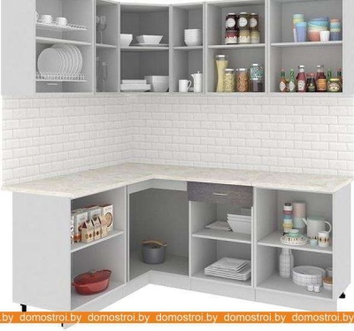 Кухня Кортекс-мебель Корнелия Экстра 1.5x2.0м (белый/береза/марсель) фотография