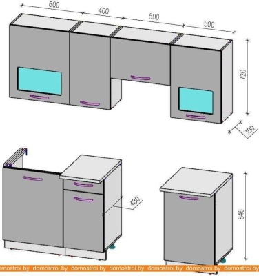 Кухня ВерсоМебель ЭкоЛайт-5 2.0 (белый/лиловый) фотография