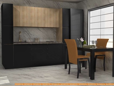 Кухня ЗОВ Арида-ПЛ прямая 2.4 м (дуб сонома/черный) фотография