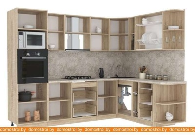 Кухня Интерлиния Мила 1.88x2.8 левая (вудлайн кремовый-антрацит-малага) фотография