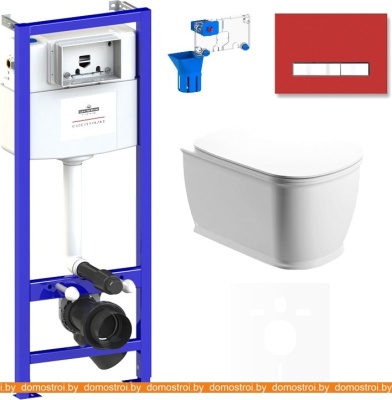 Унитаз Lavinia Boho Relfix Bell Pro Rimless 7 в 1 75110019 (красный стекло) фотография