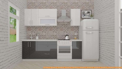 Кухня ВерсоМебель ВерсоЛайн 4-1.9 (белый 001/черный графит 042) фотография
