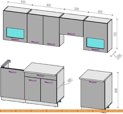Кухня ВерсоМебель ЭкоЛайт-5 2.5 (белый/красный) фотография