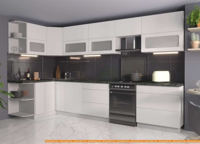 Кухня Интерлиния Мила Матте 1.5x3.5 Б левая (белый/белый/кастилло темный) фотография