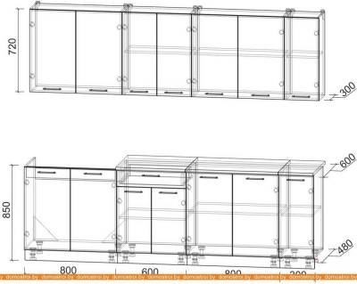 Кухня Интерлиния Мила Лайт 2.5 (вудлайн кремовый-бетон-бискайская сосна) фотография
