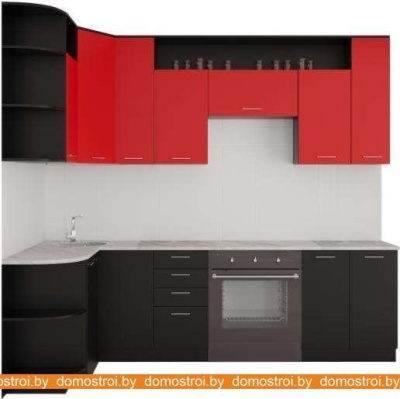 Кухня Артём-Мебель Виола СН-114 без стекла ДСП 2.6x1.5 (красный/черный) фотография