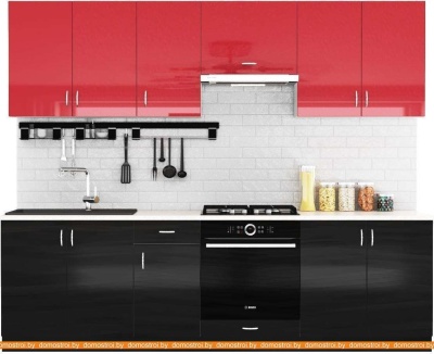 Кухня Сивирин-Компани Клео глосс 2.6 (черный глянец\красный глянец) фотография