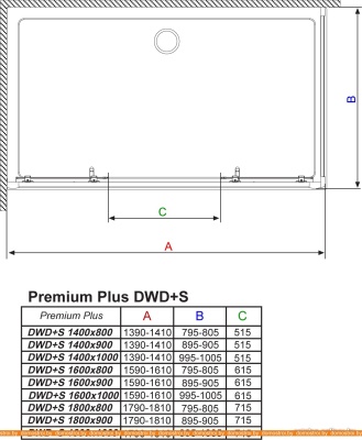 Душевой уголок Radaway Premium Plus DWD+S 180x90 фотография