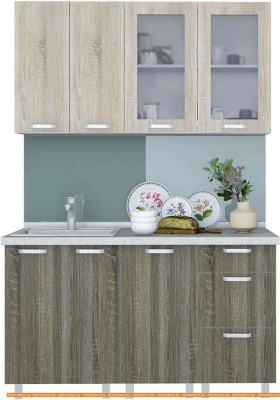 Кухня Интерлиния Арт Мила 14 (дуб сонома светлый/темный) фотография