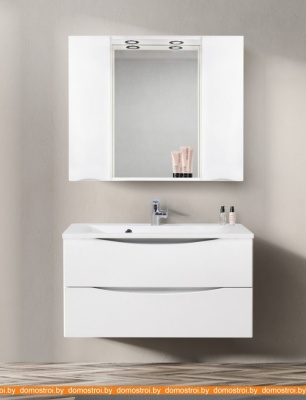 Шкаф с зеркалом BelBagno Marino-SPC-1000/750-2A-BL-P (bianco lucido) фотография