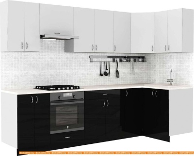 Кухня S-Company Клео глосc 1.2x2.9 правая (черный глянец/белый глянец) фотография