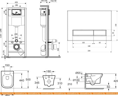 Унитаз Lavinia Boho Relfix Bristol Rimless 9 в 1 75110383 (белый стекло) фотография