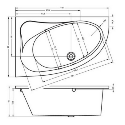 Акриловая ванна Riho Lyra 140 Right /90 фотография