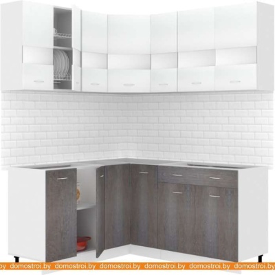 Кухня Кортекс-мебель Корнелия Экстра 1.5x1.7 без столешницы (белый/береза) фотография