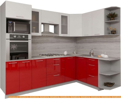 Кухня Интерлиния Мила Gloss 1.68x2.8 правая (белый-красный) фотография