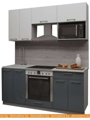 Кухня Интерлиния Мила Gloss 1.8 (белый-асфальт) фотография