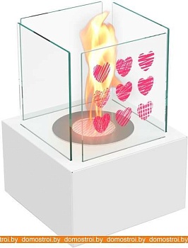 Биокамин Kratki Tango 2 (белый с рисунком на стекле) картинка