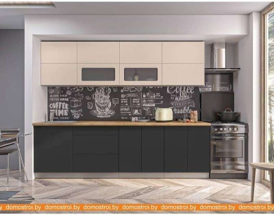 Кухня Интерлиния Мила Матте 2.7 А (слоновая кость/пепел/травертин серый) фотография