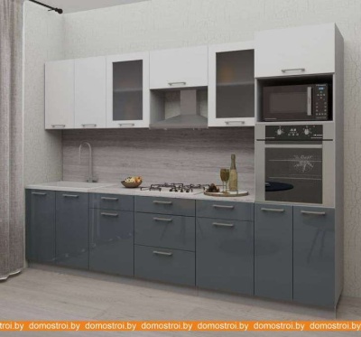 Кухня Интерлиния Мила Gloss 3.0 (белый-асфальт) фотография