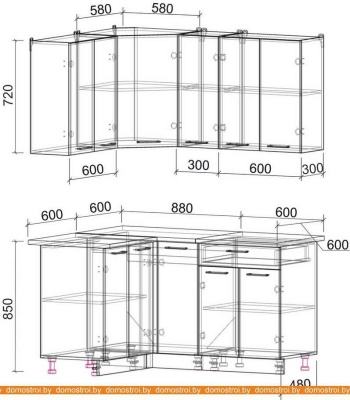 Кухня Интерлиния Мила Лайт 1.2x1.5 (дуб золотой-бетон-дуб бунратти) фотография