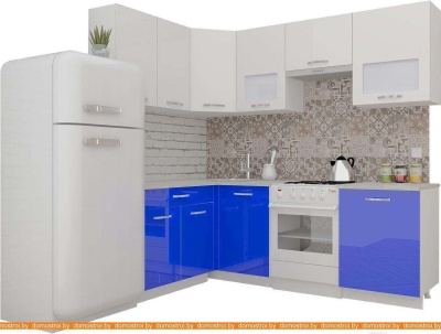 Кухня ВерсоМебель ЭкоЛайт-5 1.4x2.2 правая (белый/глубокий синий) фотография