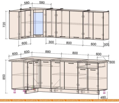 Кухня Интерлиния Мила 12x23 (красный-антрацит-кастилло темный) фотография