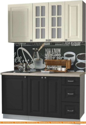 Кухня Интерлиния Мила Деко 1.4 Б (пепел/слоновая кость/травертин серый) фотография