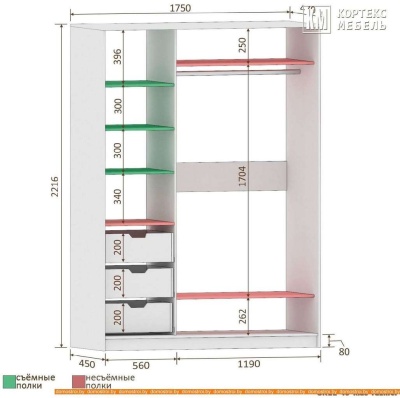 Шкаф-купе Кортекс-мебель Сенатор ШК11-45 Классика ДСП (белый/береза) фотография