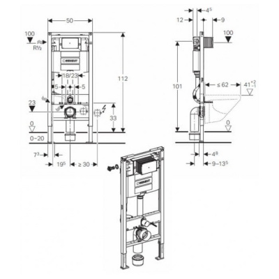Инсталляция для подвесного унитаза Geberit Omega 12 111.060.00.1 фотография