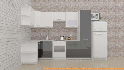 Кухня ВерсоМебель ЭкоЛайт-6 1.3x2.8 правая (белый/черный) фотография