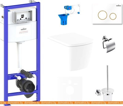 Унитаз Lavinia Boho Relfix Aveo Rimless 9 в 1 75110404 (белый/золотистый пластик) фотография