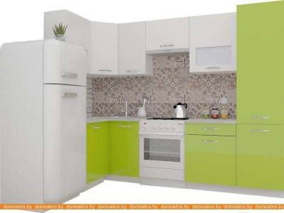 Кухня ВерсоМебель ЭкоЛайт-5 1.4x2.6 левая (белый/лайм яркий) фотография