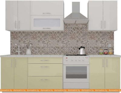 Кухня ВерсоМебель ВерсоЛайн 4-2.1 (белый 001/ваниль 102) фотография