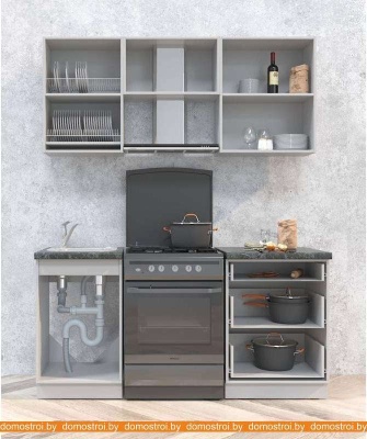 Кухня Интерлиния Мила Матте 1.7 Б (луна/луна/травертин серый) фотография