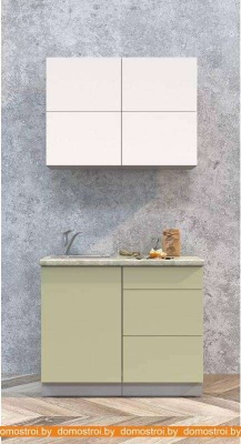 Кухня Интерлиния Мила Матте 1.1 А (белый/мята/опал светлый) фотография