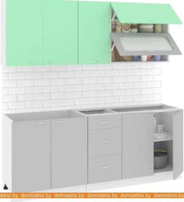 Кухня Кортекс-мебель Корнелия Мара 2.0 без столешницы (салатовый/серый) фотография