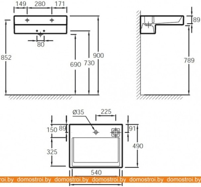 Умывальник Jacob Delafon Terrace EXE9112-00 с подсветкой фотография