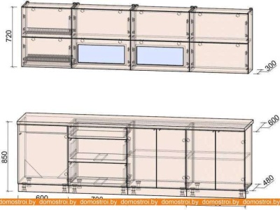 Кухня Интерлиния Мила Матте 2.7 А (слоновая кость/пепел/травертин серый) фотография