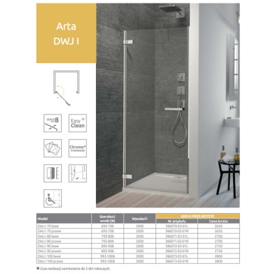 Душевая дверь Radaway Arta DWJ L/R [386071-03-01] 80x200 фотография