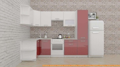 Кухня ВерсоМебель ЭкоЛайт-6 1.3x2.8 левая (белый/рубиново-красный) фотография