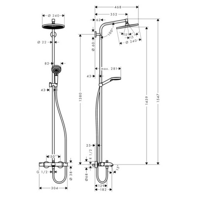 Душевая стойка Hansgrohe Crometta S 240 Showerpipe [27320000] фотография