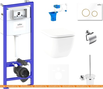 Унитаз Lavinia Boho Relfix One Rimless 9 в 1 75110336 (белый/золотистый пластик) фотография