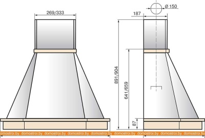 Вытяжка Elikor Камин Грань 90П-650-П3Л (бежевый/дуб неокрашенный) фотография