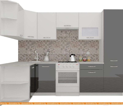 Кухня ВерсоМебель Готовая кухня ЭкоЛайт-6 1.3x2.8 левая (белый/черный) фотография